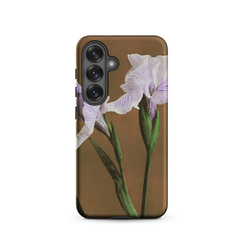 Purple Iris - Ogawa Kazumasa Floral Samsung Case, Galaxy S25 / Matte, Brown Phone Case Light Purple Iris Flower Design