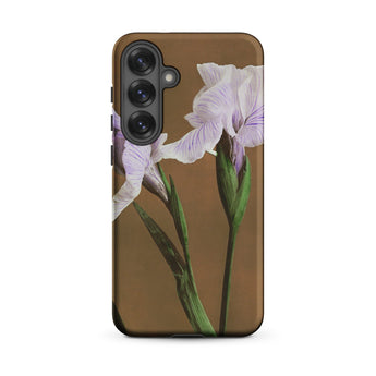 Purple Iris - Ogawa Kazumasa Floral Samsung Case, Galaxy S25 Plus / Matte, Smartphone Case Adorned Two Purple Iris Flowers Green