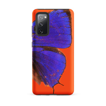 Purple Lycaenidae - Christopher Johnson Samsung Case, Galaxy S20 Fe / Matte, Vibrant Orange Phone Case Partial Blue Butterfly Design
