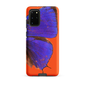 Purple Lycaenidae - Christopher Johnson Samsung Case, Galaxy S20 Plus / Matte, Vibrant Orange Phone Case Partial Blue Butterfly Design