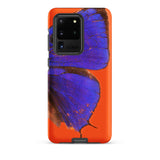 Purple Lycaenidae - Christopher Johnson Samsung Case, Galaxy S20 Ultra / Matte, Orange Phone Case Vibrant Blue Butterfly Design