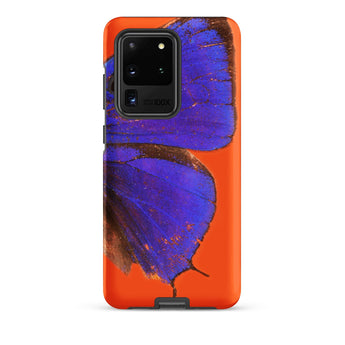 Purple Lycaenidae - Christopher Johnson Samsung Case, Galaxy S20 Ultra / Matte, Orange Phone Case Vibrant Blue Butterfly Design
