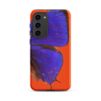 Purple Lycaenidae - Christopher Johnson Samsung Case, Galaxy S23 Plus / Matte, Vibrant Orange Phone Case Close-up Blue Butterfly Wings