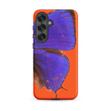 Purple Lycaenidae - Christopher Johnson Samsung Case, Galaxy S25 Plus / Matte, Vibrant Orange Phone Case Partial Purple Butterfly Design