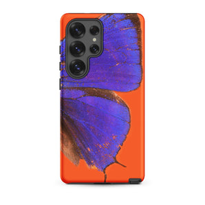 Purple Lycaenidae - Christopher Johnson Samsung Case, Galaxy S25 Ultra / Matte, Smartphone Case Vibrant Orange Background Detailed Purple