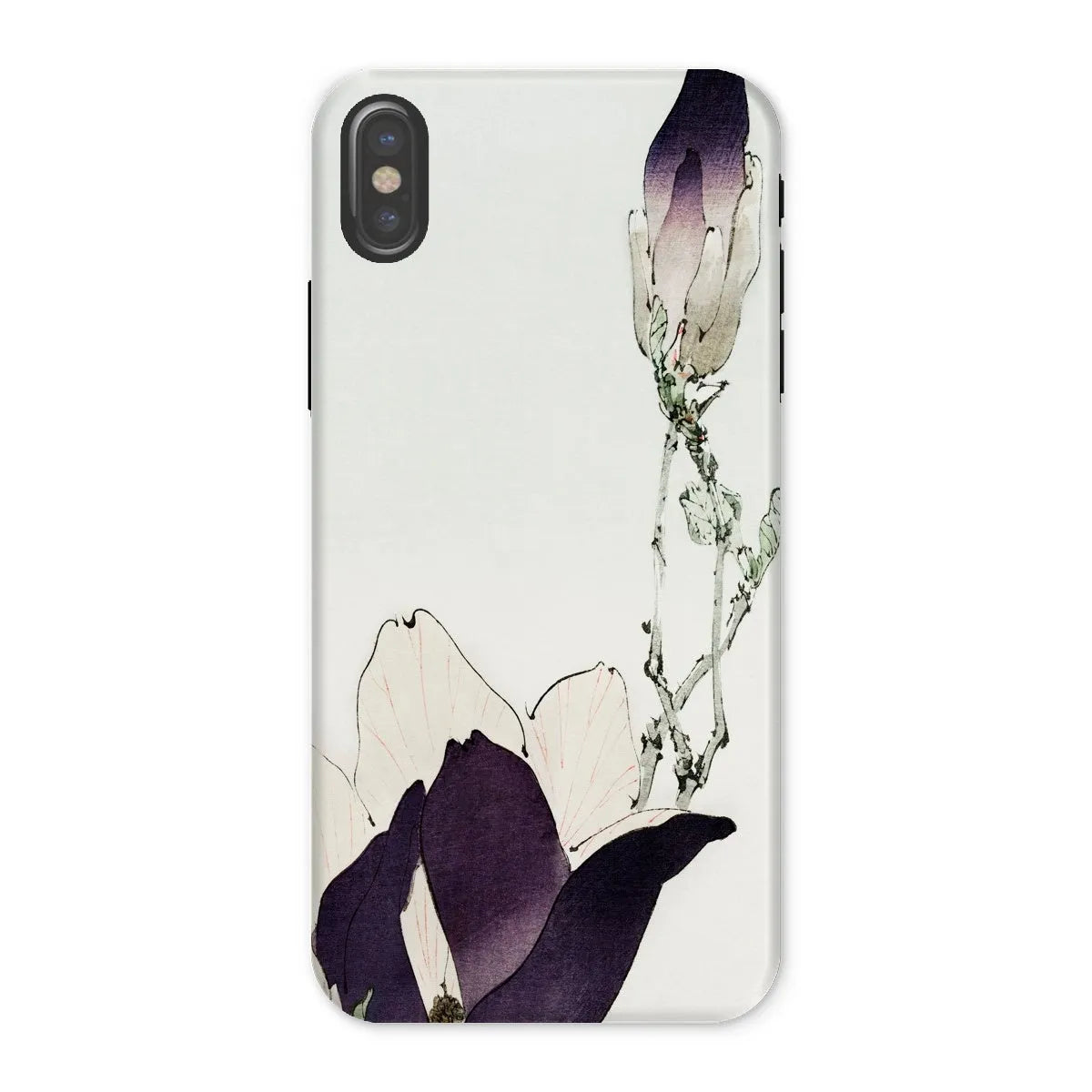 Purple Magnolia - Bijutsu Sekai By Watanabe Seitei - Japanese Art Phone Case - Iphone x / Matte - Mobile Phone Cases
