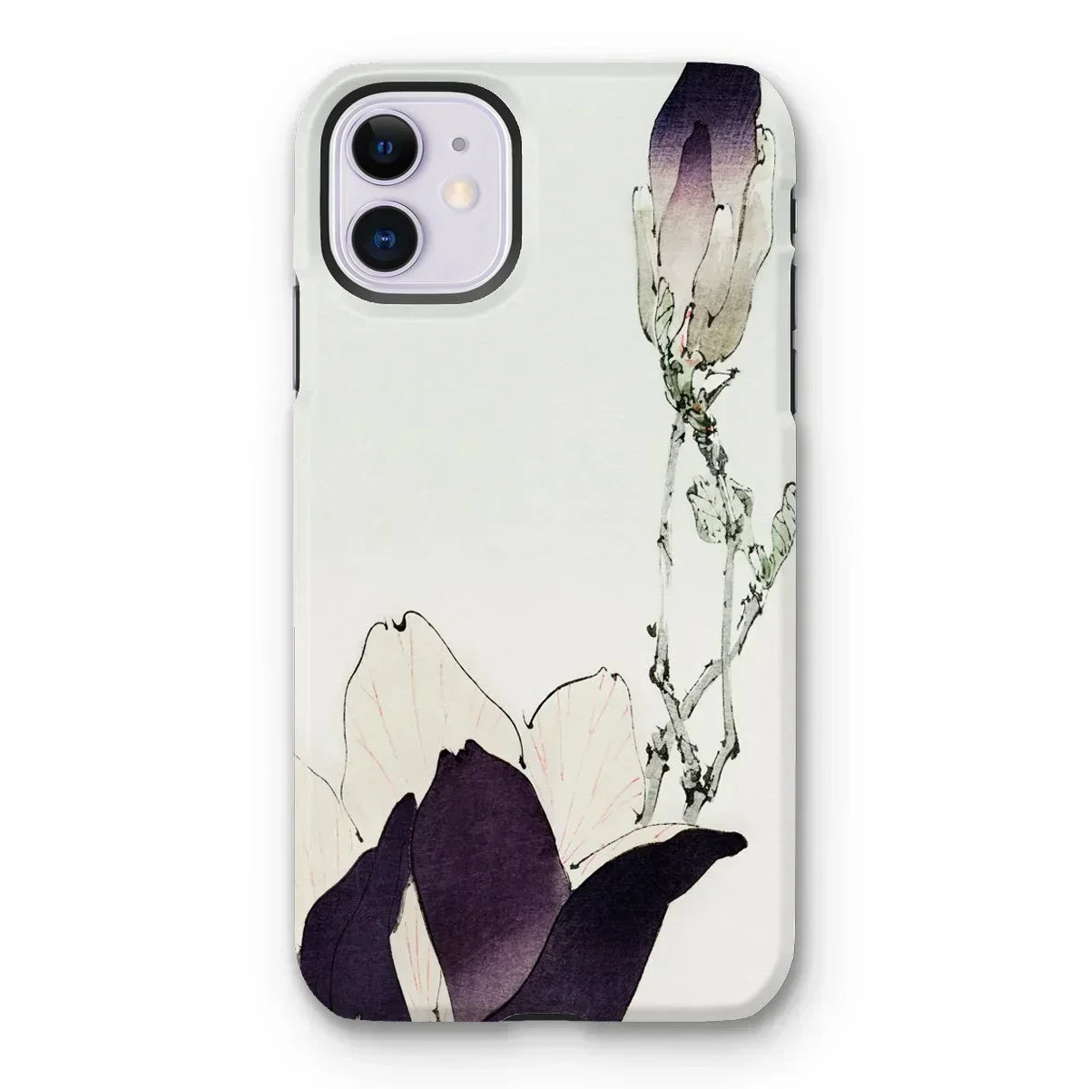 Purple Magnolia - Watanabe Seitei Bijutsu Sekai Art Iphone Case, 11 / Matte, Iphone Case Minimalist Floral Design Purple White Elements