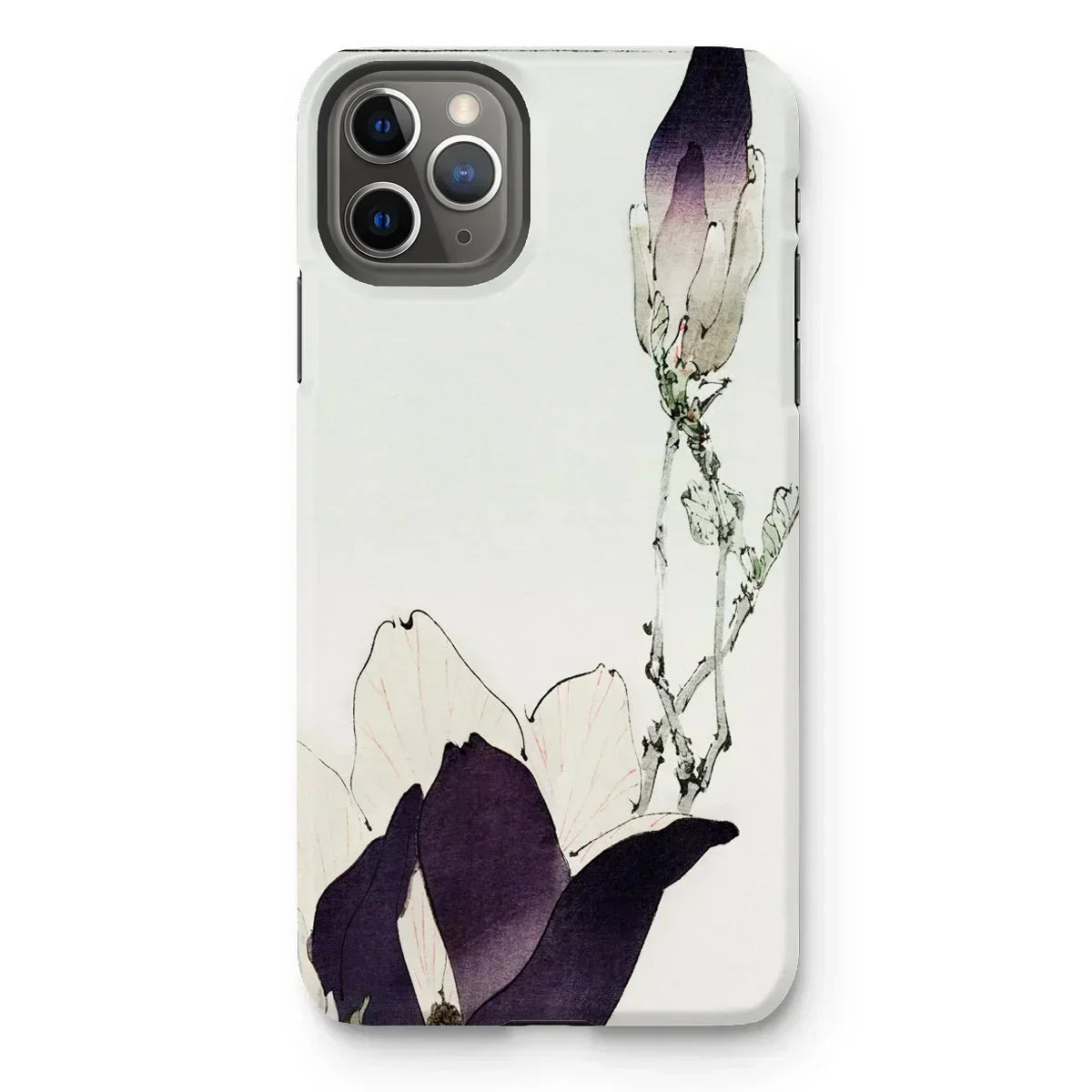 Purple Magnolia - Watanabe Seitei Bijutsu Sekai Art Iphone Case, 11 Pro Max / Matte, Iphone Case Minimalist Floral Design Purple White