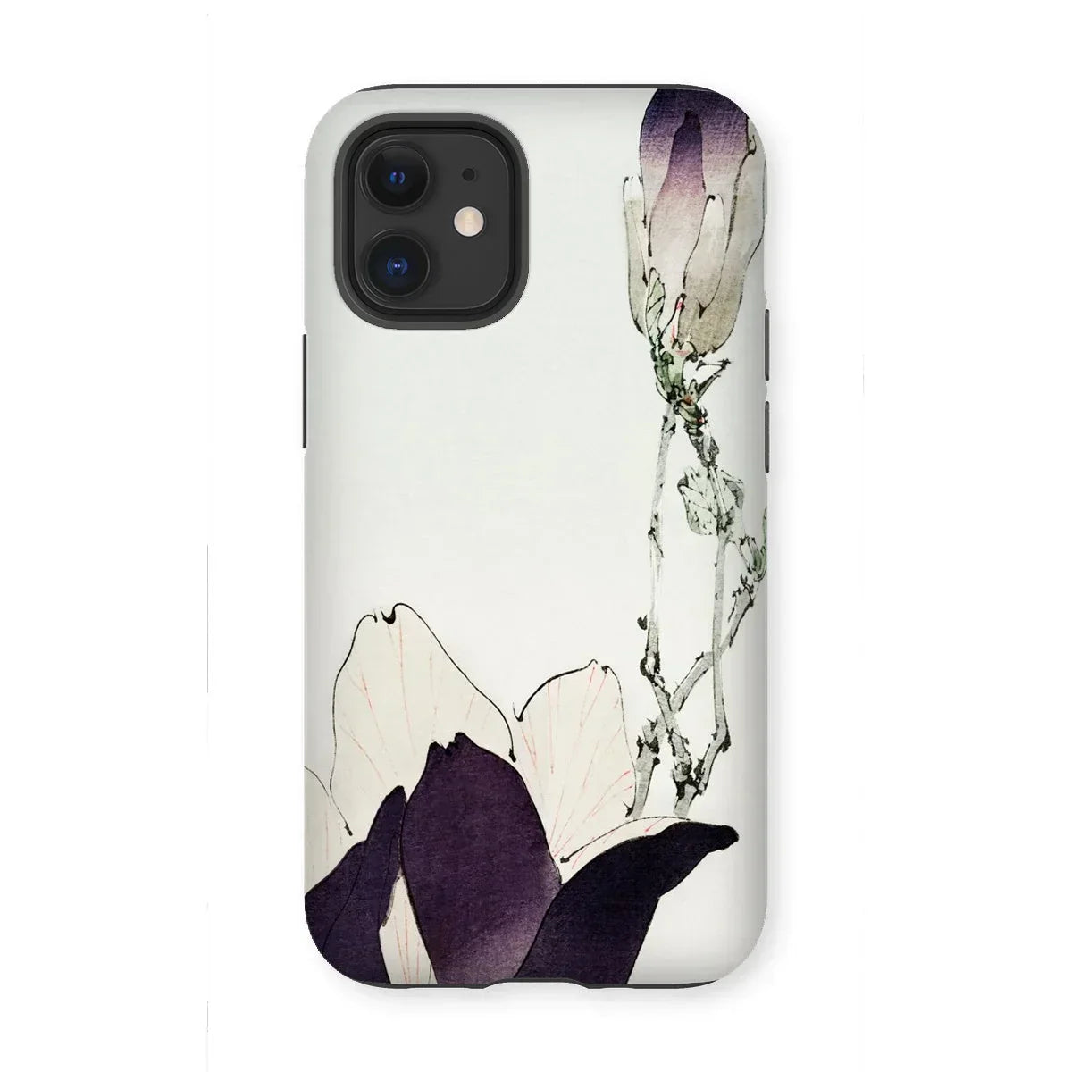 Purple Magnolia - Watanabe Seitei Bijutsu Sekai Art Iphone Case, 12 Mini / Matte, Phone Case Floral Design Purple White Magnolia Blossom