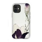Purple Magnolia - Watanabe Seitei Bijutsu Sekai Art Iphone Case, 12 Mini / Matte, Phone Case Floral Design Purple White Magnolia Blossom