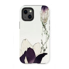 Purple Magnolia - Watanabe Seitei Bijutsu Sekai Art Iphone Case, 13 Mini / Matte, Iphone Case Floral Design Purple White Magnolia Blossom