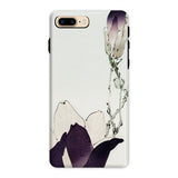 Purple Magnolia - Watanabe Seitei Bijutsu Sekai Art Iphone Case, 8 Plus / Matte, Phone Case Minimalist Floral Design Purple White Flower