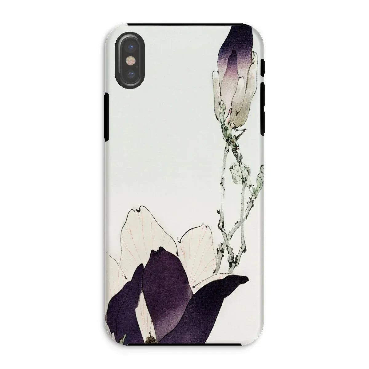 Purple Magnolia - Watanabe Seitei Bijutsu Sekai Art Iphone Case, Xs / Matte, Phone Case Minimalist Floral Design Purple Magnolia Bloom
