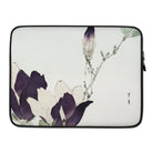 Purple Magnolia - Watanabe Seitei Laptop Sleeve, 15″, Laptop Sleeve Delicate Floral Design Purple White Green