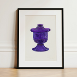 Purple Sugar Bowl with Cover - Janet Riza Decorative Art Print / Canvas, 12x16’’ / 31x41cm / Black Frame / Matboard, Posters Prints &