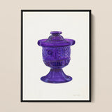 Purple Sugar Bowl with Cover - Janet Riza Decorative Art Print / Canvas Vibrant Purple Glass Jar Lid Intricate Diamond-cut Patterns Sugar