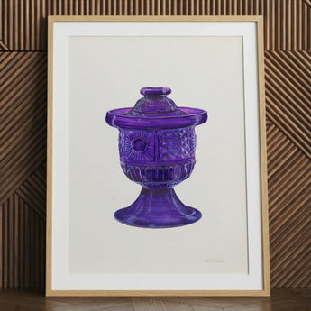 Purple Sugar Bowl with Cover - Janet Riza Decorative Art Print / Canvas Vibrant Purple Glass Jar Lid Intricate Geometric Floral Sugar Bowl,