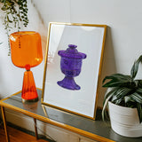 Purple Sugar Bowl with Cover - Janet Riza Decorative Art Print, Framed Artwork Purple Decorative Urn Chalice
