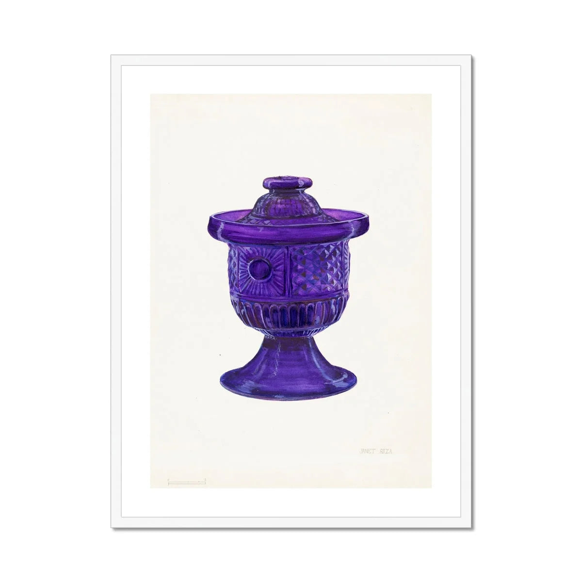 Purple Sugar Bowl with Cover - Janet Riza Decorative Art Print