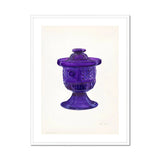 Purple Sugar Bowl with Cover - Janet Riza Decorative Art Print, Purple Glass Candy Dish Decorative Pattern Pedestal Base
