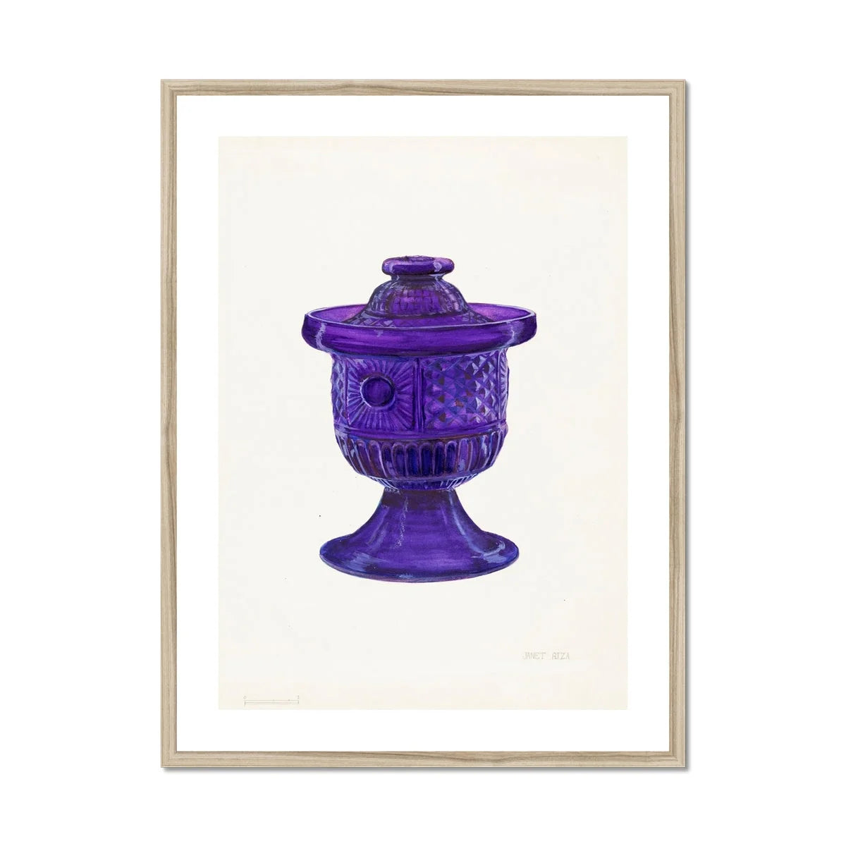 Purple Sugar Bowl with Cover - Janet Riza Decorative Art Print