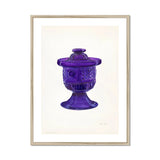 Purple Sugar Bowl with Cover - Janet Riza Decorative Art Print, Purple Glass Candy Dish Decorative Pattern Pedestal Base