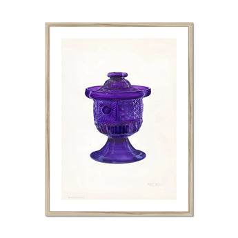 Purple Sugar Bowl with Cover - Janet Riza Decorative Art Print, Purple Glass Candy Dish Decorative Pattern Pedestal Base