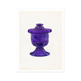 Purple Sugar Bowl with Cover - Janet Riza Decorative Art Print, Purple Glass Candy Dish Pedestal Base Decorative Diamond