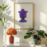 Purple Sugar Bowl with Cover - Janet Riza Decorative Art Print, Purple Decorative Urn Vase Depicted Framed Artwork