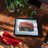 Purse - Eleanor Alexander 1930s Fashion Art Print, Framed Artwork Red Decorative Box Floral Patterns