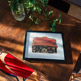 Purse - Eleanor Alexander 1930s Fashion Art Print, Framed Artwork Red Decorative Box Floral Patterns