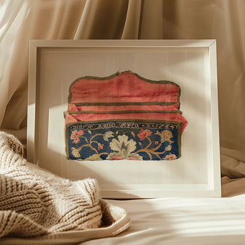 Purse - Eleanor Alexander 1930s Fashion Art Print, Framed Vintage Floral Embroidered Wallet Clutch Coral Pink