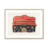 Purse - Eleanor Alexander 1930s Fashion Art Print, Vintage Embroidered Wallet Clutch Floral Designs Navy Fabric