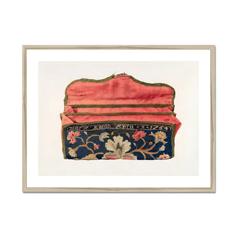 Purse - Eleanor Alexander 1930s Fashion Art Print, Vintage Embroidered Wallet Clutch Floral Designs Navy Fabric