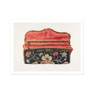 Purse - Eleanor Alexander 1930s Fashion Art Print, Vintage Embroidered Wallet Clutch Floral Designs Coral-colored
