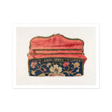 Purse - Eleanor Alexander 1930s Fashion Art Print, Vintage Embroidered Wallet Clutch Floral Designs Coral-colored Interior