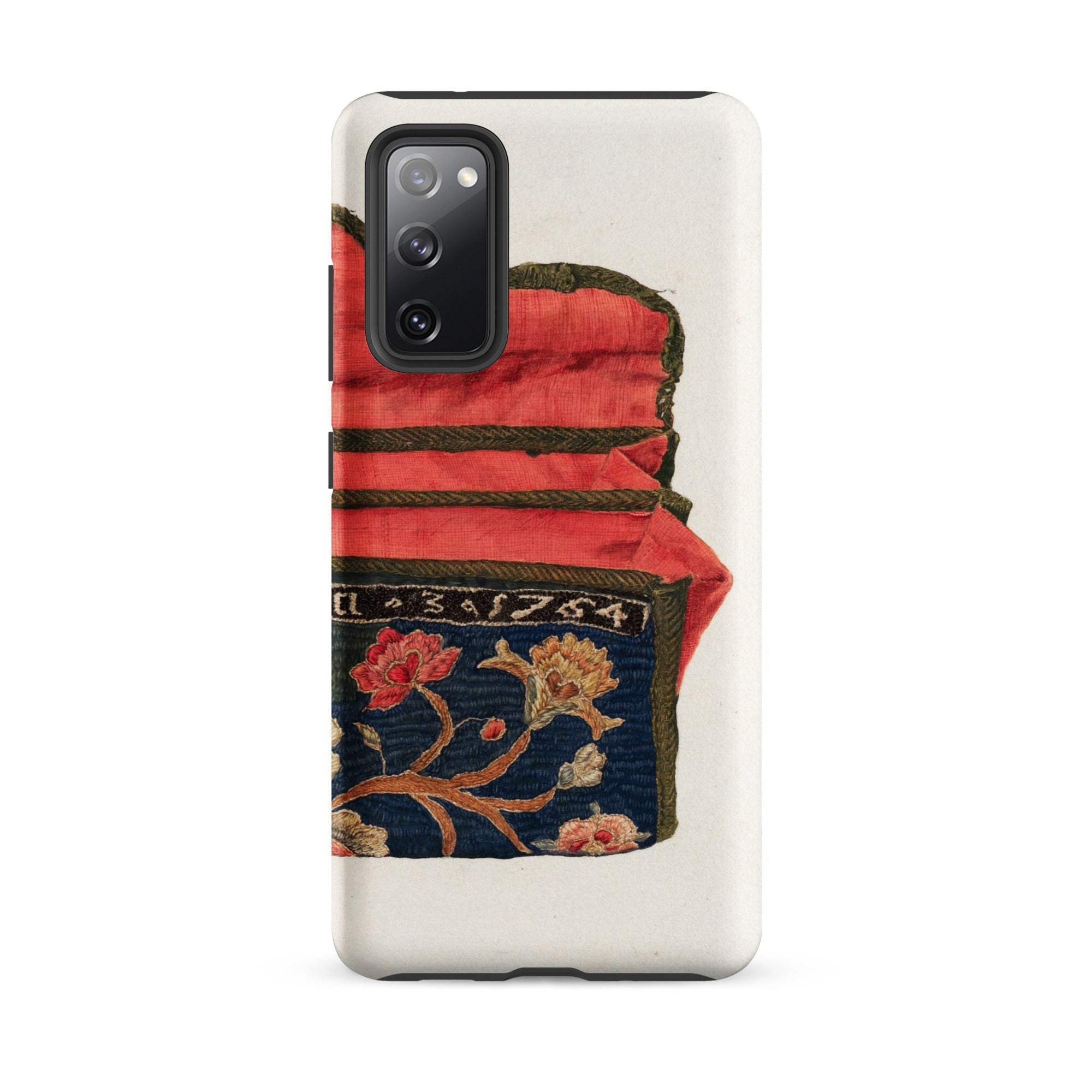 Purse - Eleanor Alexander 1930s Fashion Art Samsung Case, Galaxy S20 Fe / Matte, White Smartphone Case Vibrant Red Blue Embroidered Floral