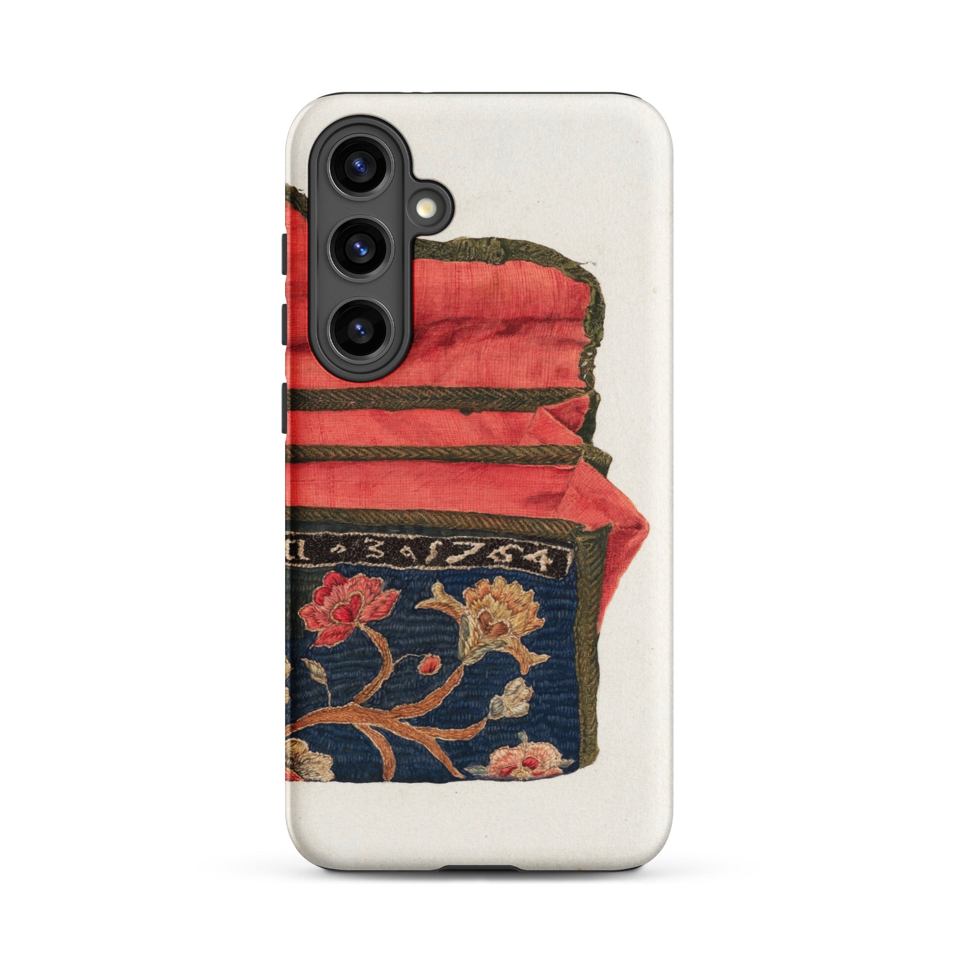 Purse - Eleanor Alexander 1930s Fashion Art Samsung Case, Galaxy S24 Plus / Matte, Smartphone White Case Design Red Blue Embroidered Fabric