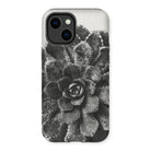 Pyramidal Saxifrage (saxifraga Aizoon) - Karl Blossfeldt Iphone Case, 14 Plus / Matte, Succulent Plant Rosette-shaped Leaves Black White