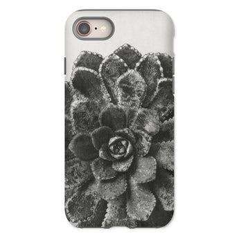 Pyramidal Saxifrage (saxifraga Aizoon) - Karl Blossfeldt Phone Case Iphone 8 / Matte Succulent Plant Rosette-shaped Leaves Black White Karl
