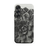 Pyramidal Saxifrage (saxifraga Aizoon) - Karl Blossfeldt Samsung Case, Galaxy S25 Plus / Matte, Black White Succulent-patterned Smartphone