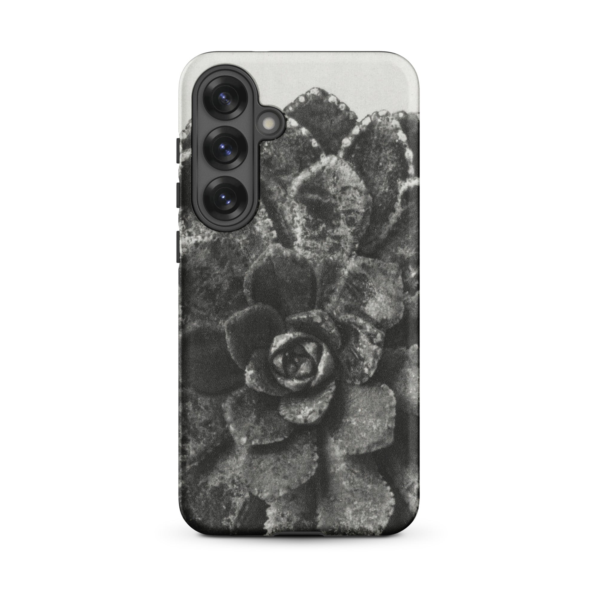 Pyramidal Saxifrage (saxifraga Aizoon) Karl Blossfeldt Samsung Case, Galaxy S25 Plus / Matte, Black White Succulent Patterned Smartphone