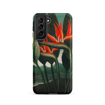 Queen Plant - Robert John Thornton Samsung Case, Galaxy S21 / Matte, Black Smartphone Case Vibrant Bird Paradise Flower Painting