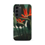 Queen Plant - Robert John Thornton Samsung Case, Galaxy S23 Plus / Matte, Dark Smartphone Case Vibrant Bird Paradise Flower Design