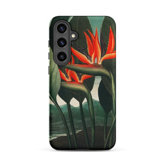 Queen Plant - Robert John Thornton Samsung Case, Galaxy S24 Plus / Matte, Black Smartphone Vibrant Bird Paradise Floral Design