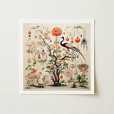 Queer Menagerie Pt 1 - Alien Bird Taxonomy Art Print / Canvas Framed Botanical Illustration Central Tree Intricate Branches Adorned