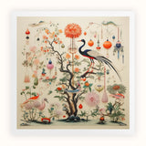 Queer Menagerie Pt 1 - Alien Bird Taxonomy Art Print / Canvas Intricate Illustration Stylized Tree Birds Flowers Ornaments Whimsical