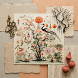 Queer Menagerie Pt 1 - Alien Bird Taxonomy Art Print / Canvas Vibrant Ornate Botanical Illustration Central Tree Blossoms Lanterns