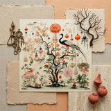 Queer Menagerie Pt 1 - Alien Bird Taxonomy Art Print / Canvas Vibrant Ornate Botanical Illustration Central Tree Blossoms Lanterns