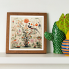 Queer Menagerie Pt 1 - Alien Bird Taxonomy Art Print, Framed Artwork Stylized Tree Bird Decorative Elements